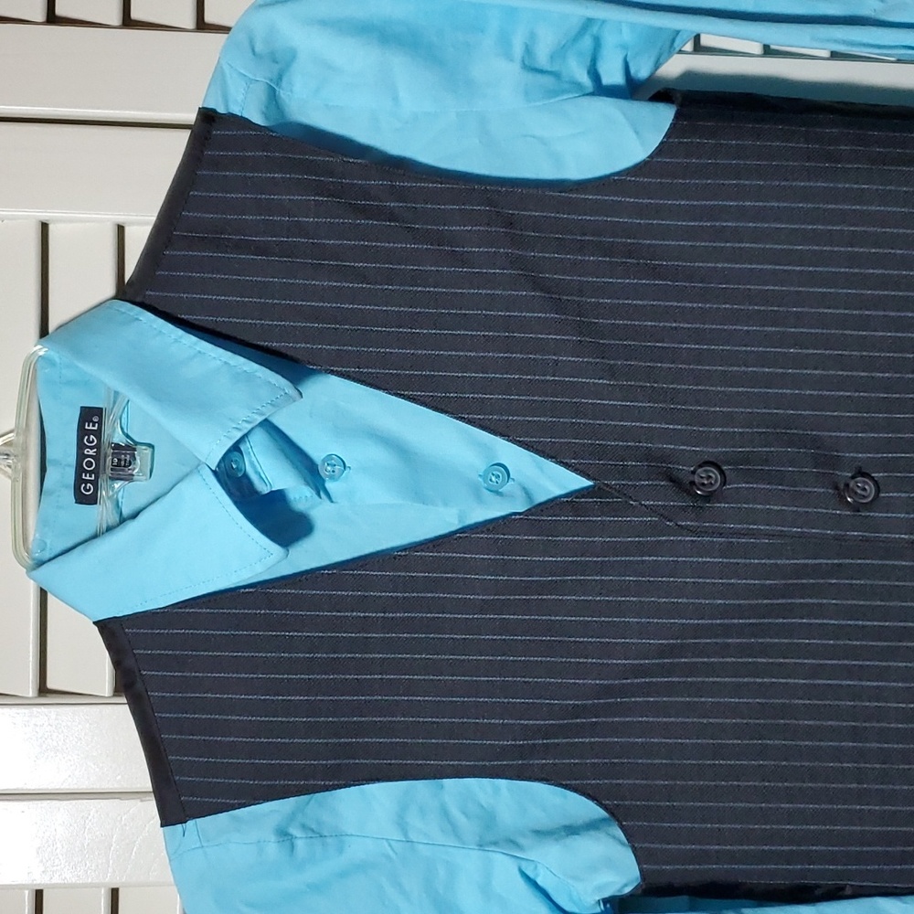 George Size 10 Shirt and Vest Set, Black and Bl